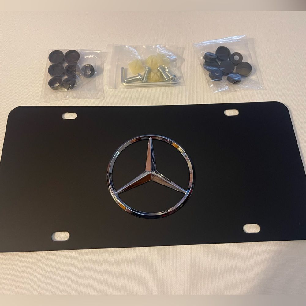 Mercedes Benz Logo 3D license plate in Black Stainless Steel NWT